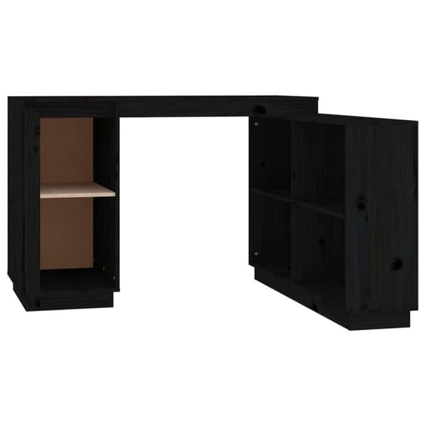 vidaXL Skrivbord svart 110x50x75 cm massiv furu