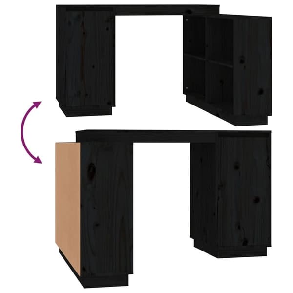 vidaXL Skrivbord svart 110x50x75 cm massiv furu