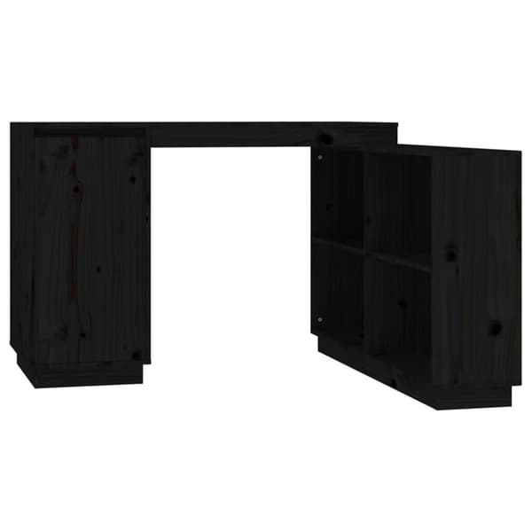 vidaXL Skrivbord svart 110x50x75 cm massiv furu