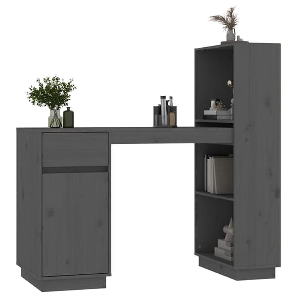 vidaXL Skrivbord grå 110x53x117 cm massiv furu