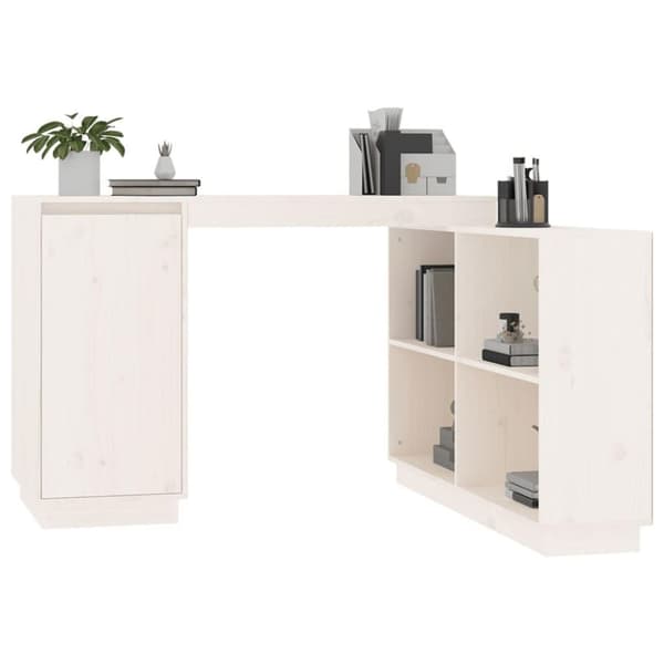 vidaXL Skrivbord vit 110x50x75 cm massiv furu