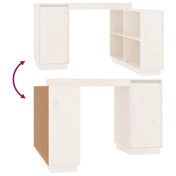 vidaXL Skrivbord vit 110x50x75 cm massiv furu