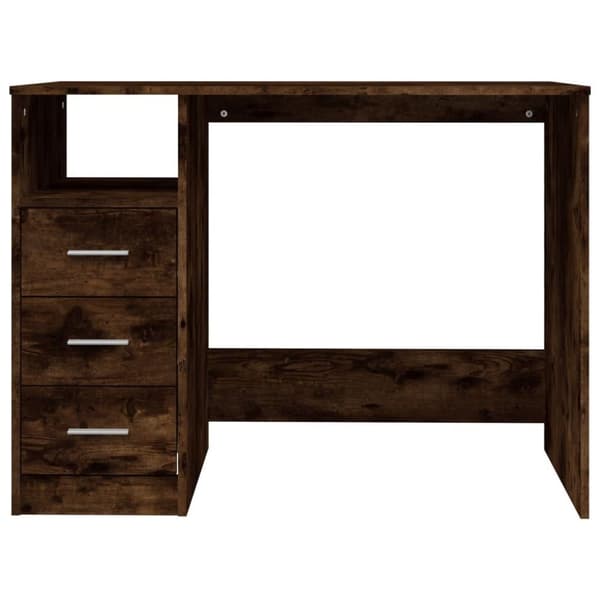 vidaXL Skrivebord med skuffer røkt eik 102x50x76 cm konstruert tre
