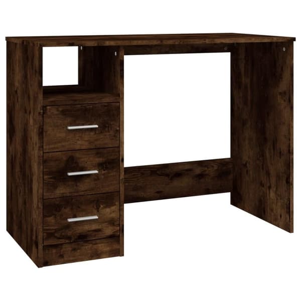 vidaXL Skrivebord med skuffer røkt eik 102x50x76 cm konstruert tre