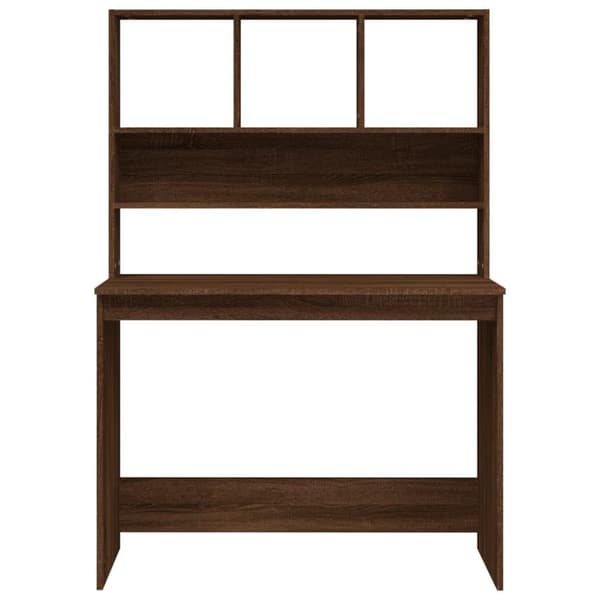 vidaXL skrivebord m. hylder 102x45x148 cm konstrueret træ brun egetræ