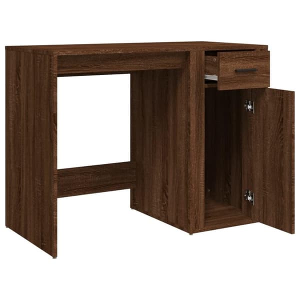 vidaXL Skrivebord brun eik 100x49x75 cm konstruert tre