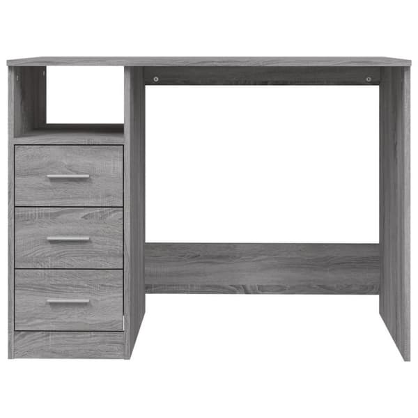 vidaXL Työpöytä laatikoilla harmaa Sonoma 102x50x76 cm tekninen puu