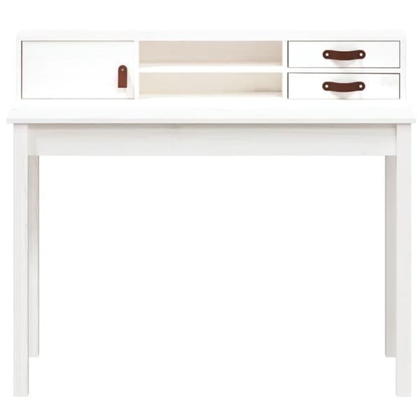 vidaXL Skrivebord hvit 110x50x93 cm heltre furu