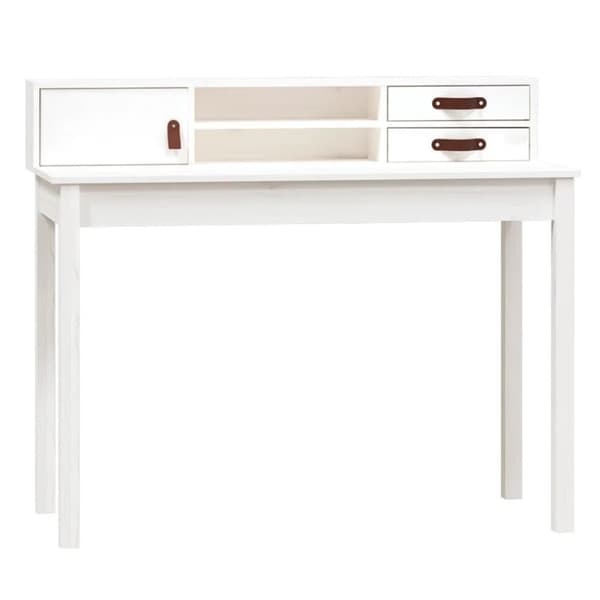 vidaXL Skrivebord hvit 110x50x93 cm heltre furu