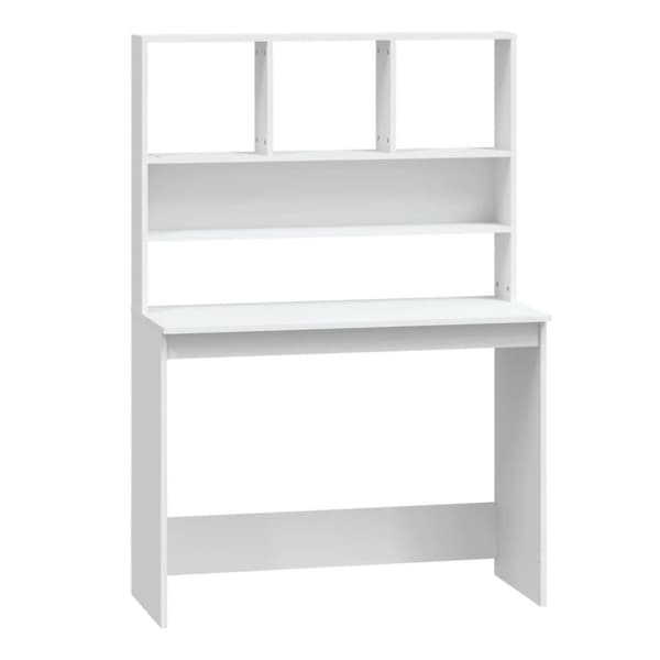 vidaXL Skrivbord med hyllor vit 102x45x148 cm konstruerat trä