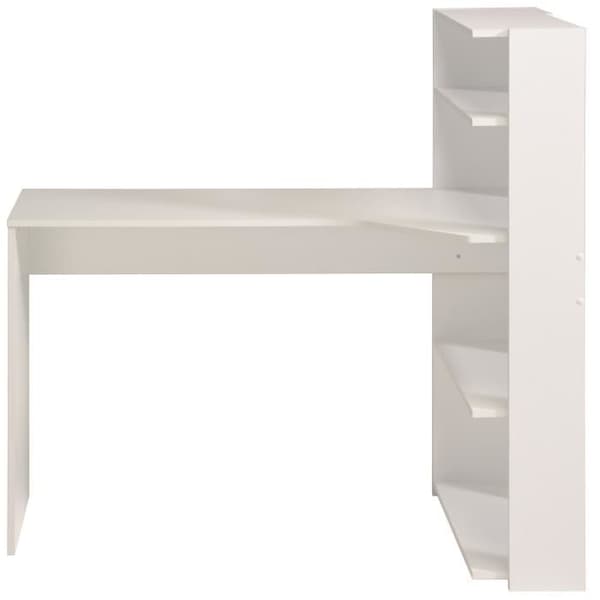 JUNI Modernt hörnskrivbord med vit dekor - L 122 cm