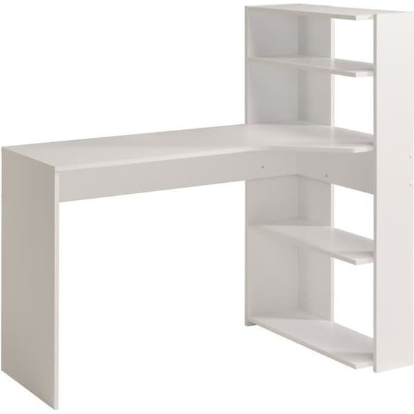 JUNI Modernt hörnskrivbord med vit dekor - L 122 cm