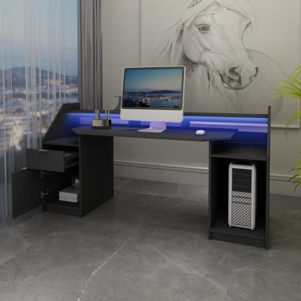 Pöytä laatikolla 180x90 cm musta MDF ML-Design