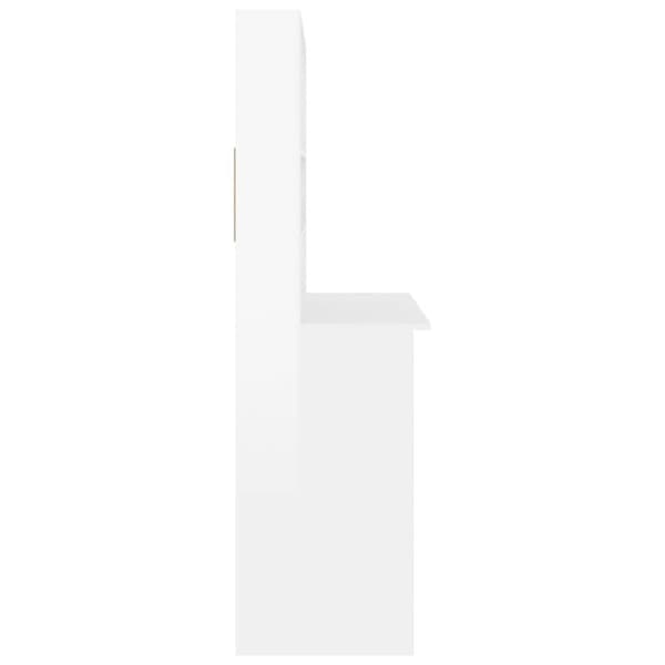 vidaXL Skrivbord med hyllor vit högglans 102x45x148 cm konstruerat trä
