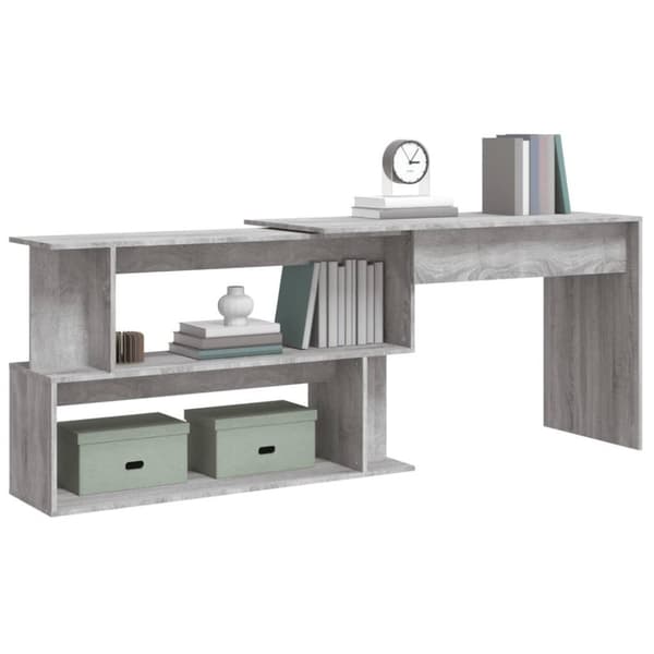 vidaXL Kulmatyöpöytä harmaa Sonoma 200x50x76 cm tekninen puu