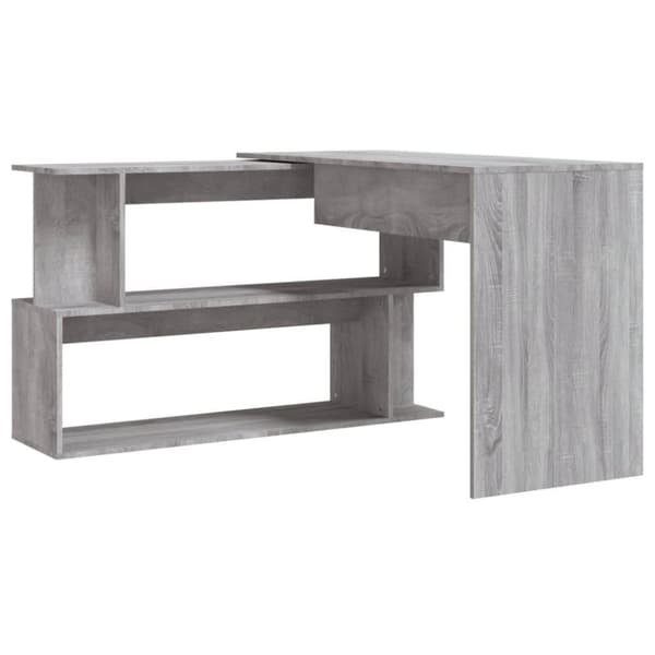 vidaXL Kulmatyöpöytä harmaa Sonoma 200x50x76 cm tekninen puu