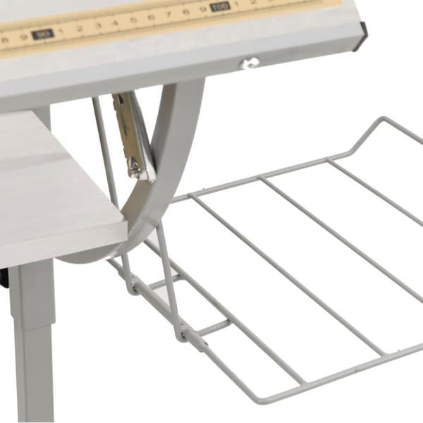 vidaXL skrivebord 110x53x(58-87) cm konstrueret træ og stål hvid grå