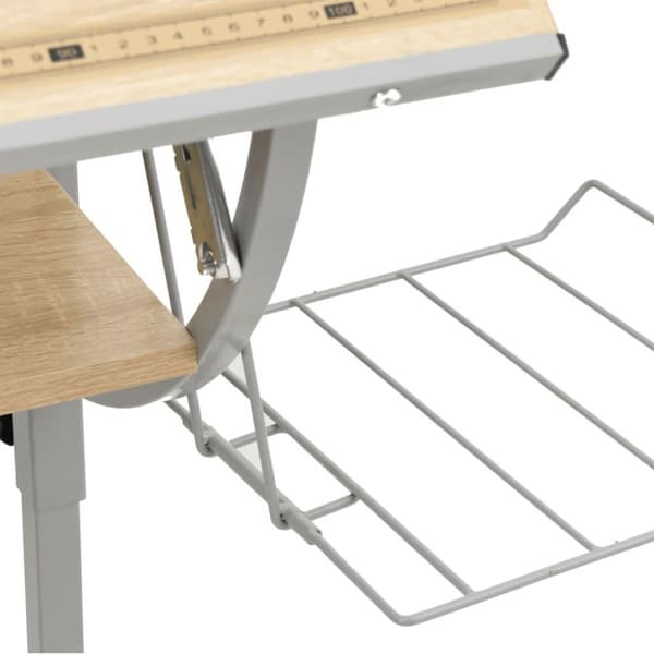 vidaXL skrivebord 110x53x(58-87) cm konstrueret træ stål sonoma-eg grå