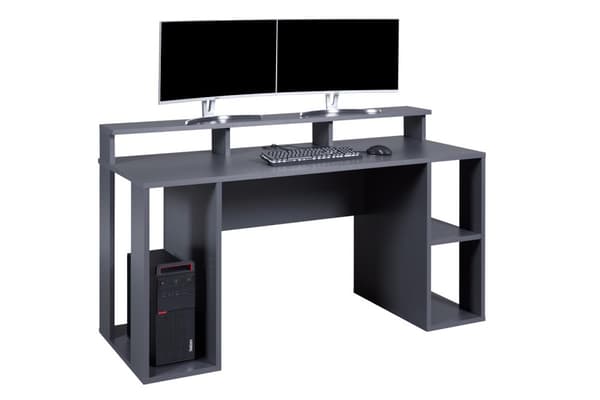 MatchPoint skrivebord gaming, med hyller grå.