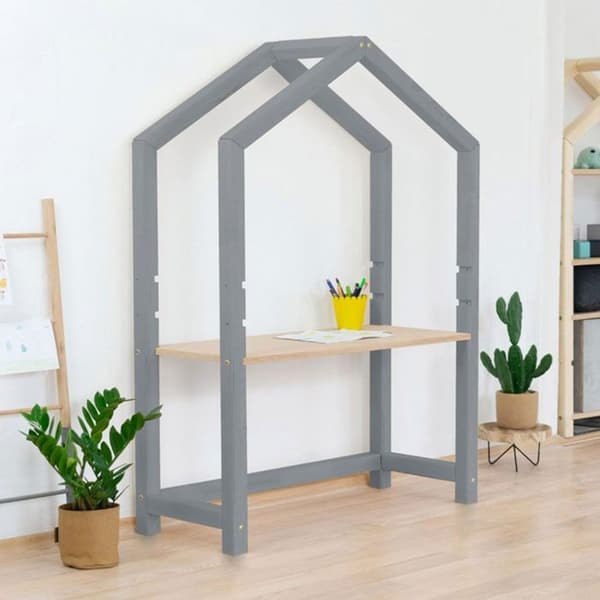 STOLLY grått och naturligt barnskrivbord