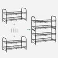Miniatyrbillede 5 af 6: Sko rack - med 2 hylder - Stabelbar skoopbevaring - for højst 8 par sko - lavet af stål - sort