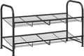 Miniatyrbillede 1 af 6: Sko rack - med 2 hylder - Stabelbar skoopbevaring - for højst 8 par sko - lavet af stål - sort