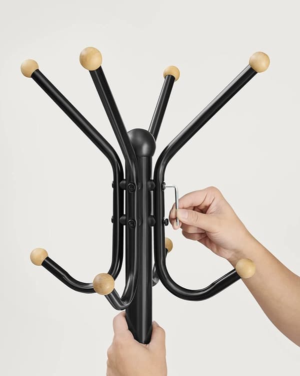 Frakke rack - metal tøjbøjle - med 12 kroge - sort