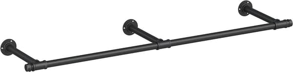 Tøjstang - Vægg garderobe - Industriel - 68 kg belastningskapacitet - sort