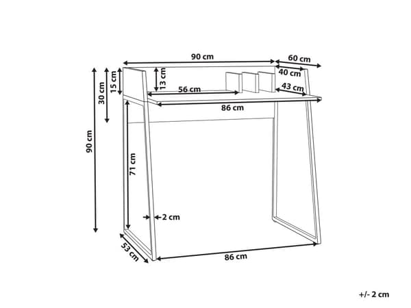 Hemmakontor Skrivbord Ljust trä och Vit MDF Bräda 90 x 60 cm Bord Genomföringshål Bordsskiva Organisering
