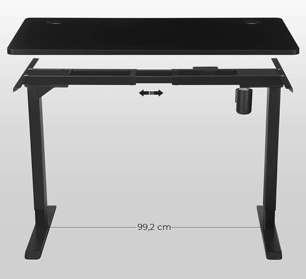 Songmics Electric Desk Top Smooth Edge Melamine Cover MDF 120x60x1.8 cm Black