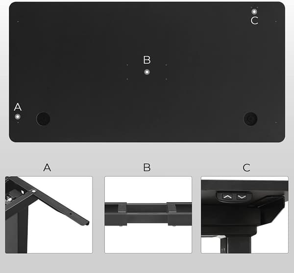 Songmics Electric Desk Top Smooth Edge Melamine Cover MDF 120x60x1.8 cm Black