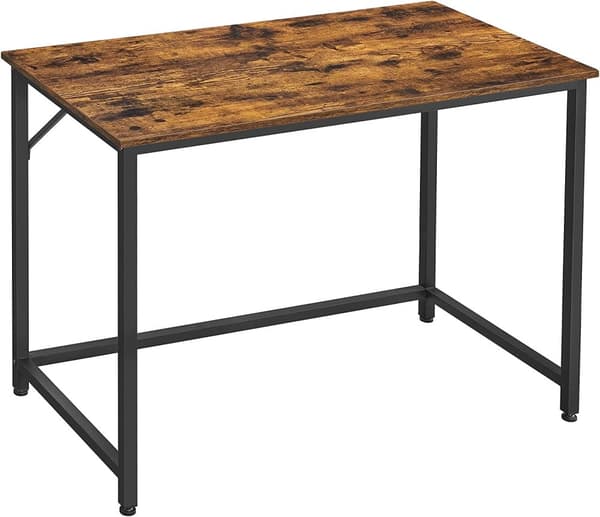 Vasagle datorskrivbord, skrivbord, litet kontorsbord, 50 x 100 x 75 cm, brun och svart Svart, Brun
