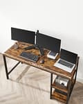 Miniatyrbild 7 av 7: VASAGLE Datorbord, Skrivbord med 2 hyllor, Arbetsbord, Rustik Brun och Svart