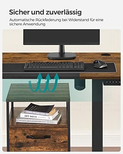 SONGMICS Höjdjusterbart elektriskt skrivbord, fullt justerbart, , vintage brun/svart