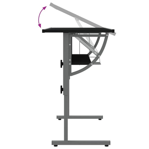 vidaXL Ritbord svart och grå 110x53x(58-87) cm konstruerat trä & stål