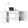 Miniatyrbilde 3 av 11: vidaXL Skrivebord høyglans hvit 140x50x75 cm konstruert tre