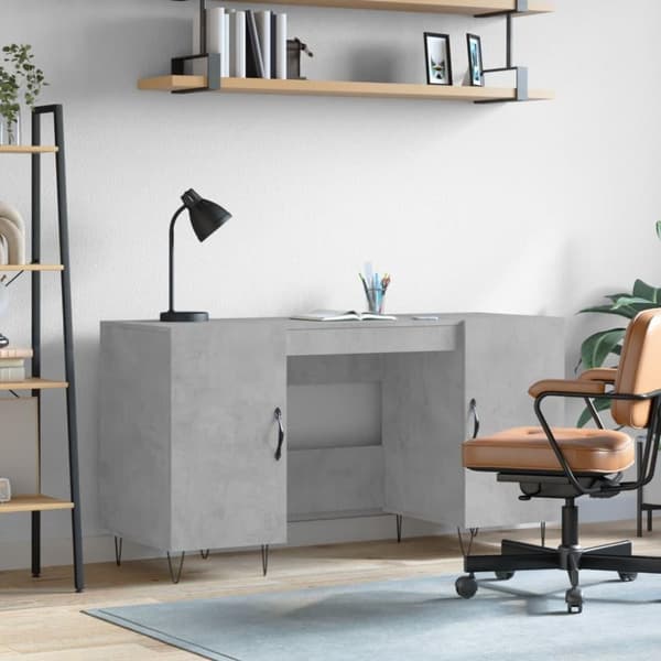 vidaXL Työpöytä betoninharmaa 140x50x75 cm tekninen puu