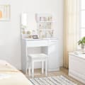 Miniatyrbillede 3 af 7: Dressing Table - Make -Up Table - 1 stor skuffe - med spejl og belysning - 2 hylder - Hvid