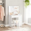 Miniatyrbillede 4 af 7: Dressing Table - Make -Up Table - 1 stor skuffe - med spejl og belysning - 2 hylder - Hvid