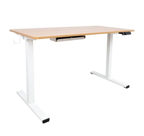 Skrivebord ERGO med 1 motor 120x60xH73-121cm, hvid/eg