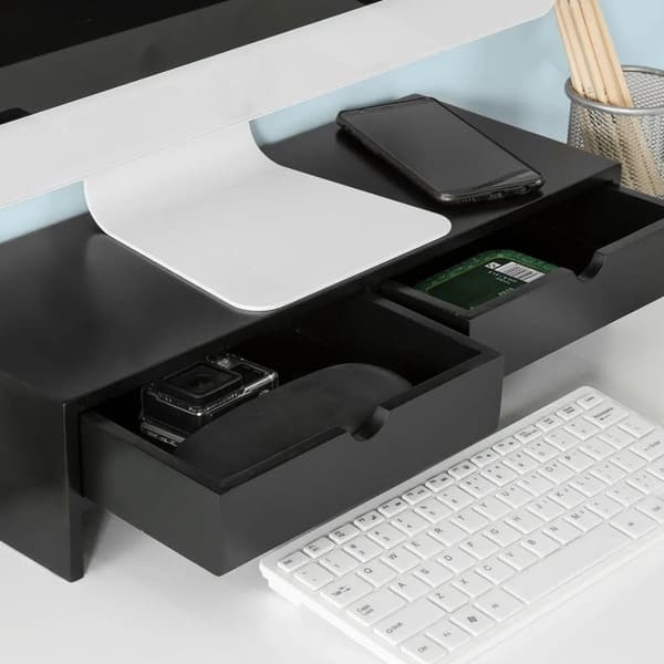 Rootz Monitor Stand Computer Screen-Monitor Stand- Monitor Riser -Desk Organizer med 2 skuffer