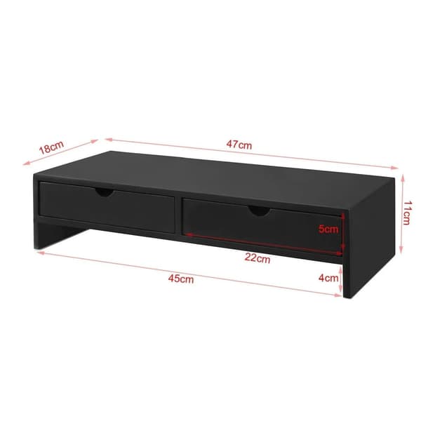 Rootz Monitor Stand Computer Screen-Monitor Stand- Monitor Riser -Desk Organizer med 2 skuffer