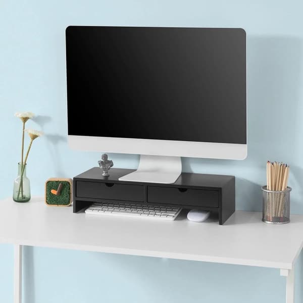 Rootz Monitor Stand Computer Screen-Monitor Stand- Monitor Riser -Desk Organizer med 2 skuffer