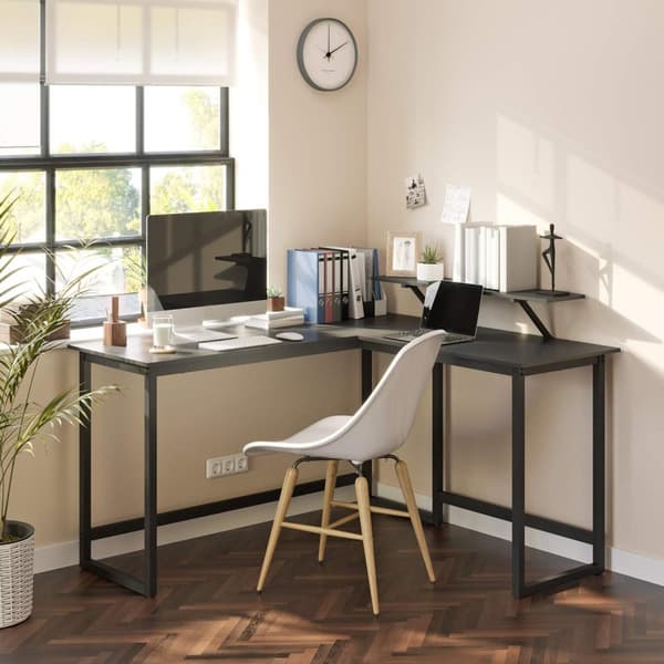 Rootz Corner Desk - L-muotoinen tietokonepöytä liikkuvalla näyttöliittimellä - Pöydät - Kotitoimisto, Pelit - Musta