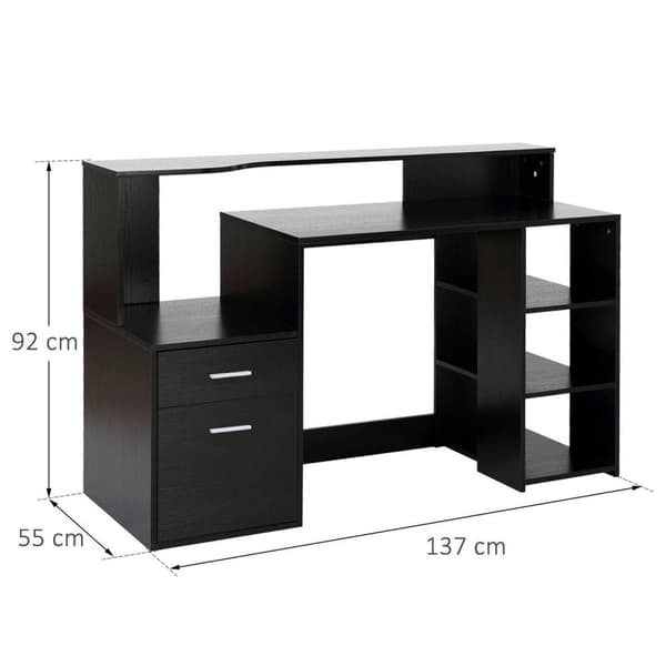 Rootzin pöytätietokonepöytä - musta - valmistettu puu, metalli - 53,93 cm x 21,65 cm x 36,22 cm