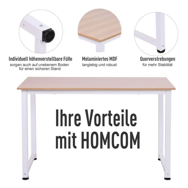 Rootz Bureau - Wit - Metalli, Mdf - 47,24 cm x 23,62 cm x 29,92 cm