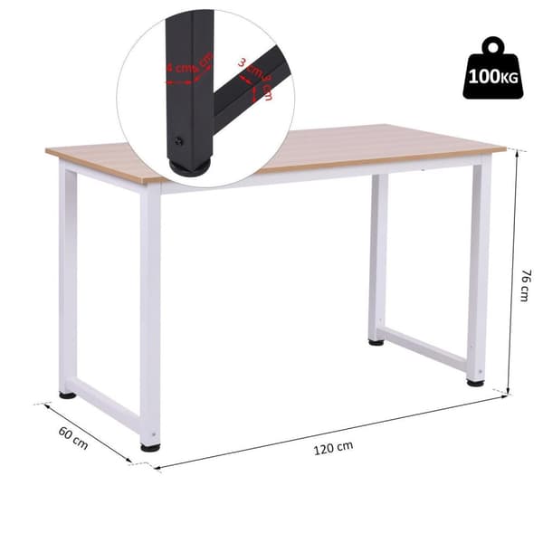 Rootz Bureau - Wit - Metalli, Mdf - 47,24 cm x 23,62 cm x 29,92 cm