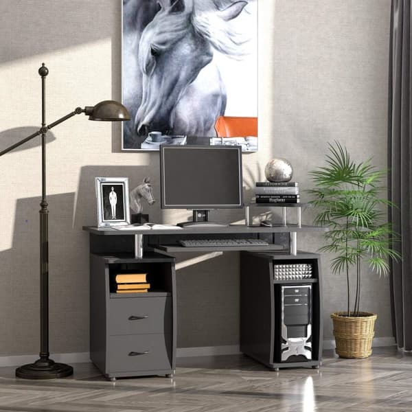 Nancy's Menomonee Falls Bureau - Computerbureau - Bureau Met Laden - Opbergrum - Staal - Sort - 120 x 55 x 85 cm