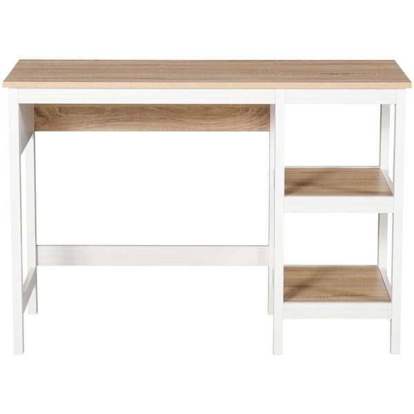 Nancy's Dinasaur Bureau - 2 Planker - Opbergrum - MDF - Natur/Hvid - 110 x 48 x 76,2 cm - Bewerkt Hout - Naturel - Wit