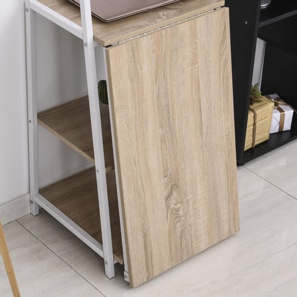Rootz Desk - Foldable Desk - Bookcase - 4 Levels - Computer Desk - Processed Wood - Metal - White - Oak